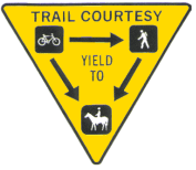 Multi-use trail sign (Trail Courtesy)